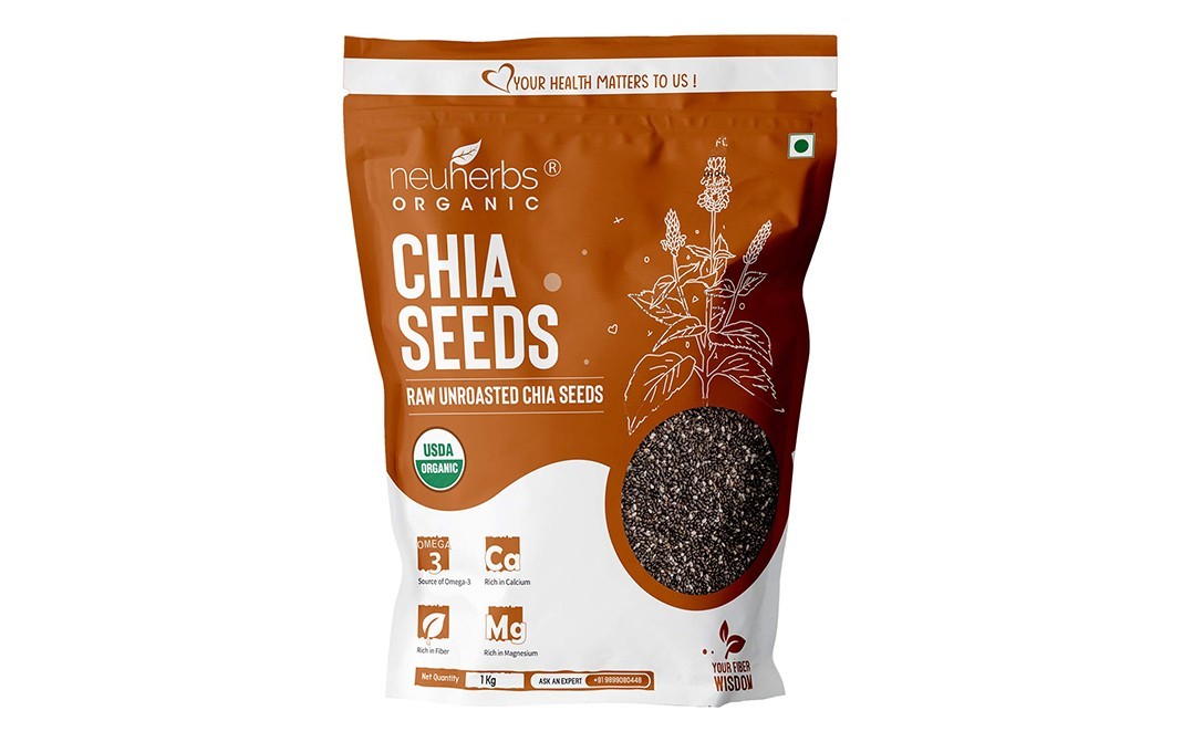 Neuherbs organic Chia Seeds Raw Unroasted Chia Seeds   Pack  1 kilogram